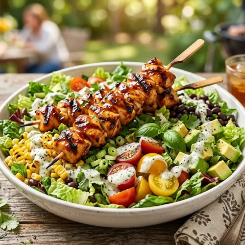 BBQ Chicken Skewer Salad 5 BBQ Chicken Skewer Salad