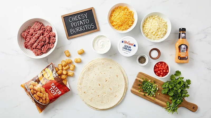 Cheesy Potato Burrito With Tator Tots