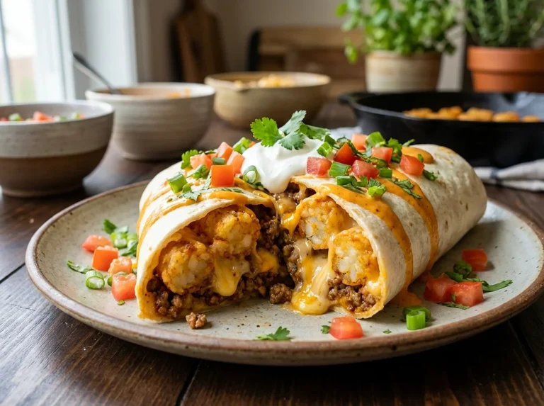 Cheesy Potato Burritos with Crispy Tater Tots