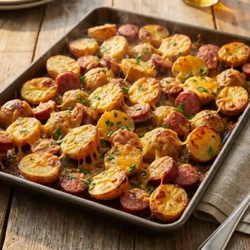 Cheesy Ranch Potatoes and Smoked Sausage