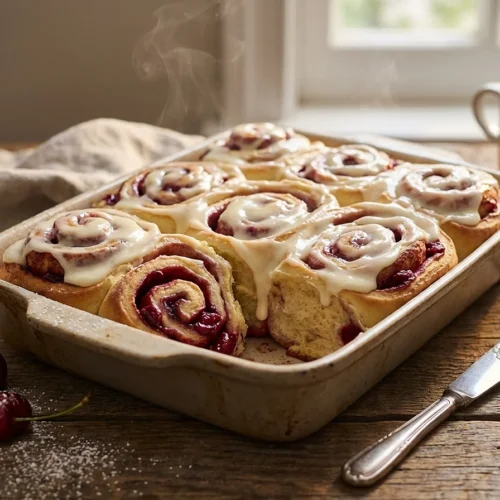 Cherry Cinnamon Rolls with Homemade Filling