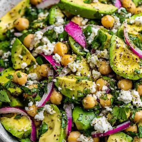 Chickpea Feta Avocado Salad