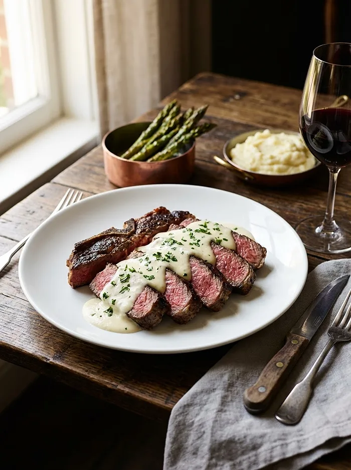 Garlic Butter Steak with Parmesan Cream Sauce 4 Christmas Steaks
