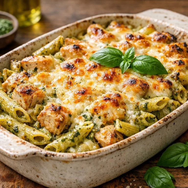 Creamy Pesto Chicken Pasta Bake