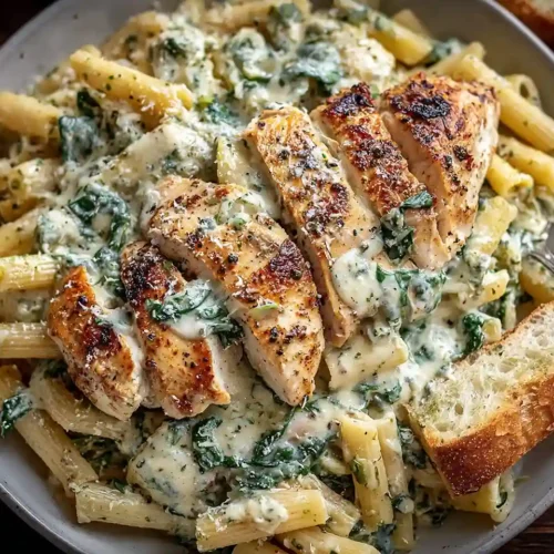 Creamy Pesto Chicken Pasta Bake