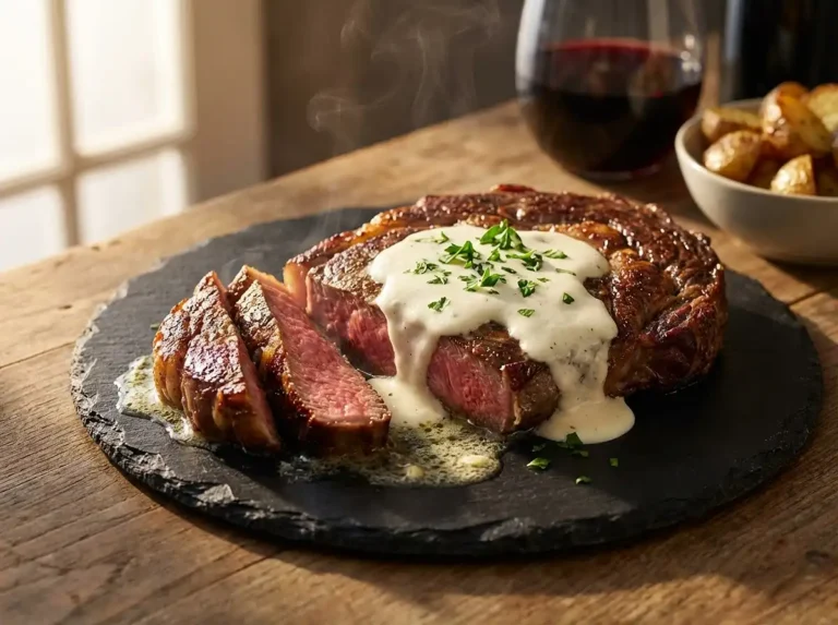 Garlic Butter Steak with Parmesan Cream Sauce