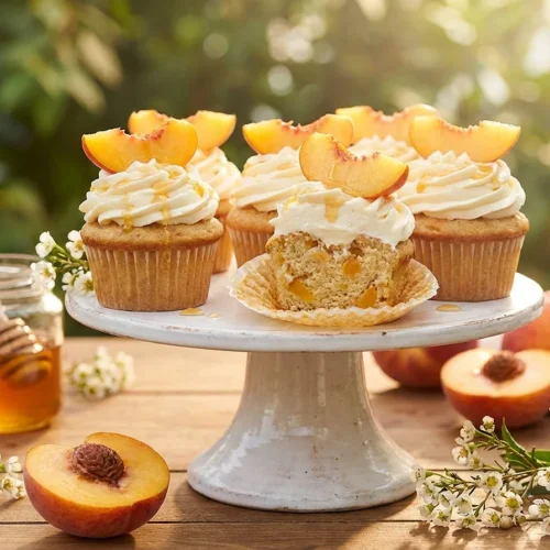 Honey Peach Cream Cheese Cupcakes