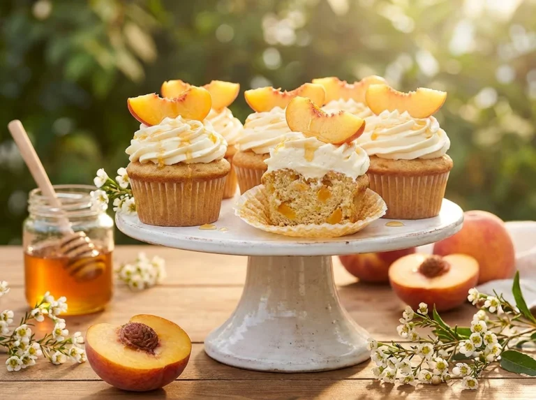 Honey Peach Cream Cheese Cupcakes