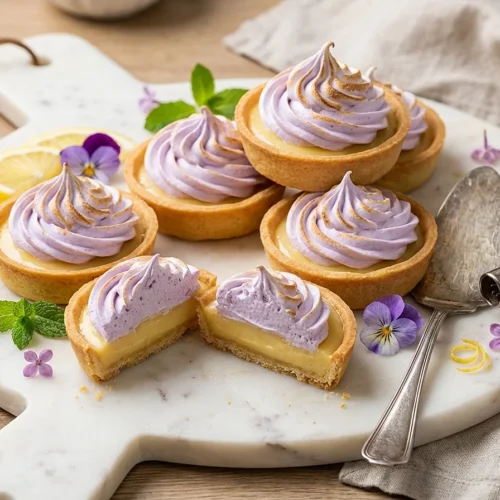 Mini Lemon Tart with Lilac Meringue