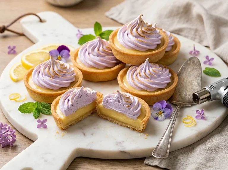 Mini Lemon Tart with Lilac Meringue