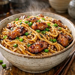 Sticky Garlic Chicken Noodles