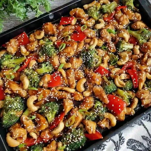 Sheet Pan Cashew Chicken Recipe
