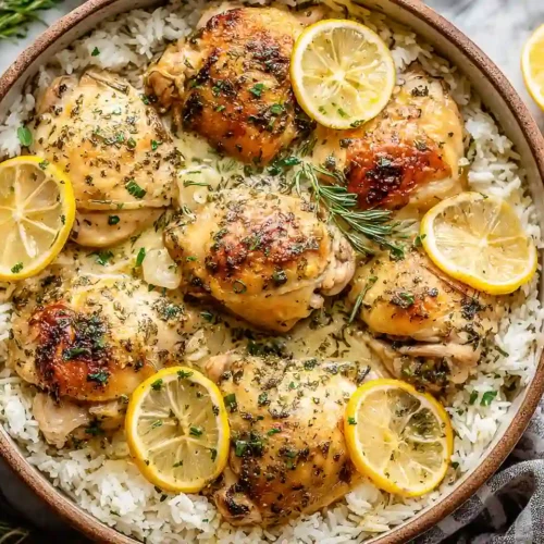 Slow Cooker Lemon Herb Chicken and Rice