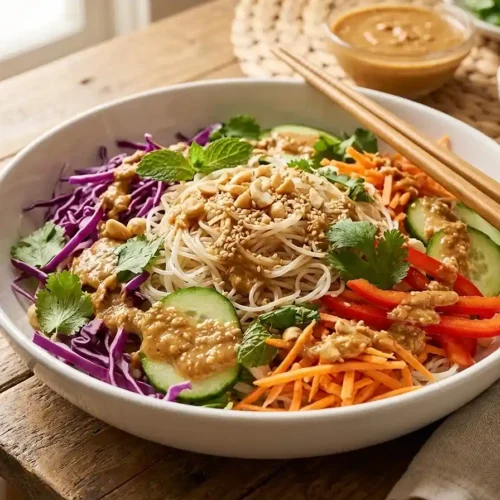 Spring Roll Salad with Peanut Dressing