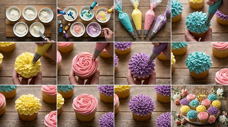 Colorful Floral Cupcake
