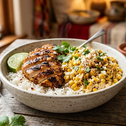 Street Corn Chicken Rice Bowl