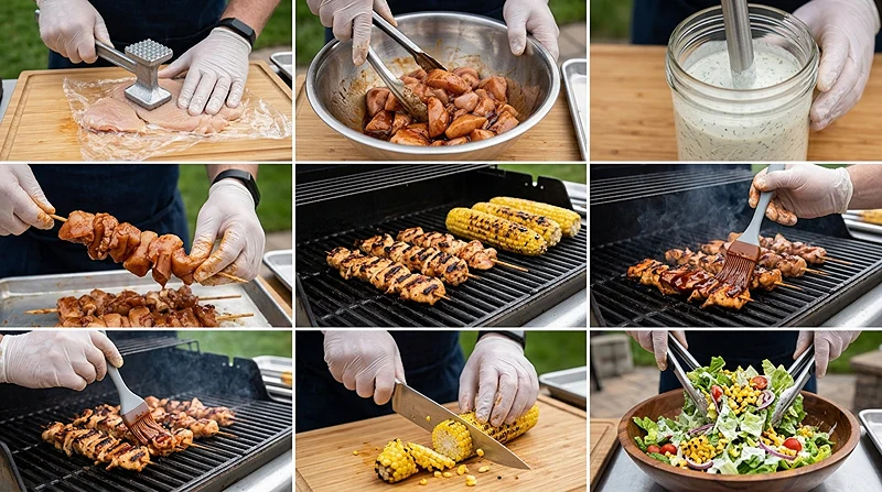 BBQ Chicken Skewer Salad 3 Summer High Protein Dinner