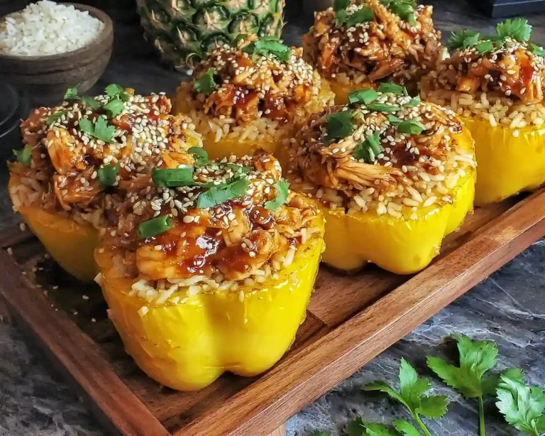 Teriyaki Pineapple Chicken and Rice Stuffed Peppers