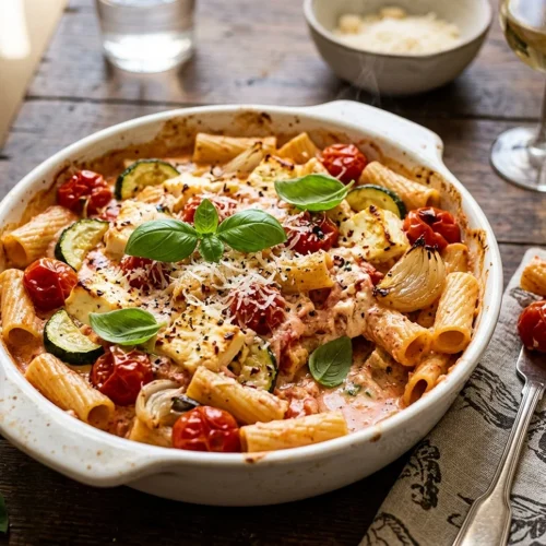 Baked Feta Pasta with Vegetables