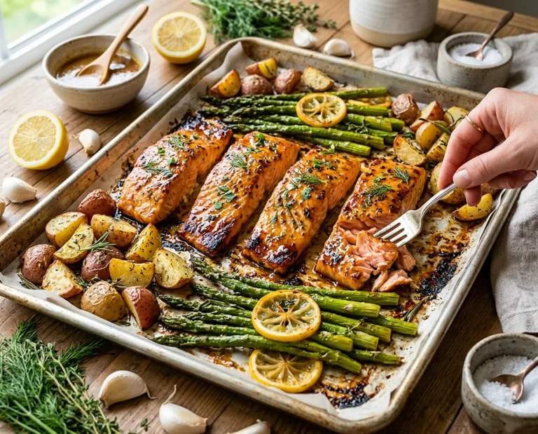 Baked Salmon with Potatoes and Asparagus