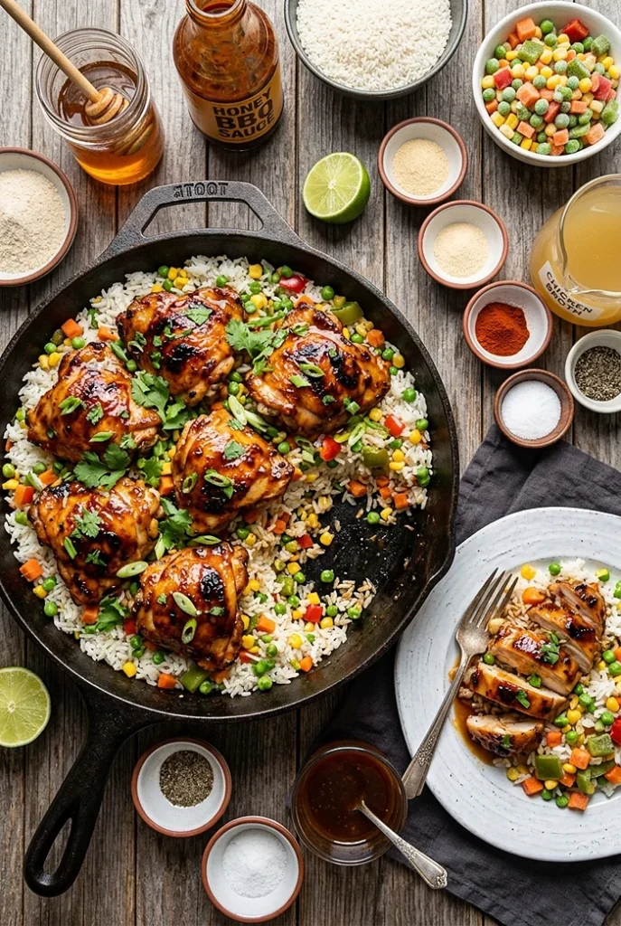 One-Pan Honey BBQ Chicken Rice 4 Cheap Easy Dinner Meals