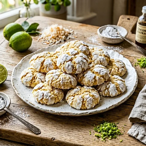 Coconut Key Lime Crinkle Cookies