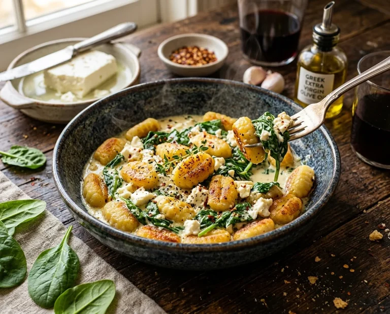 Creamy Gnocchi with Spinach and Feta Recipe