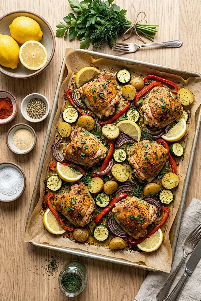 Sheet Pan Lemon Herb Chicken Thighs 4 Crispy Lemon Chicken Thighs