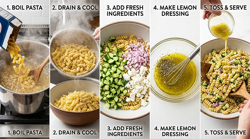 Cucumber Pasta Salad With Feta Cheese