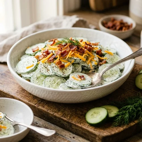 Cucumber Salad with Bacon and Cheese