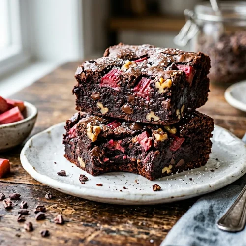 Dark Chocolate Rhubarb Brownies