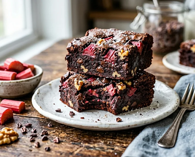 Dark Chocolate Rhubarb Brownies