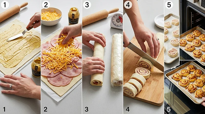 Easter Ham and Cheddar Pinwheels 3 Easter Day Food Ideas