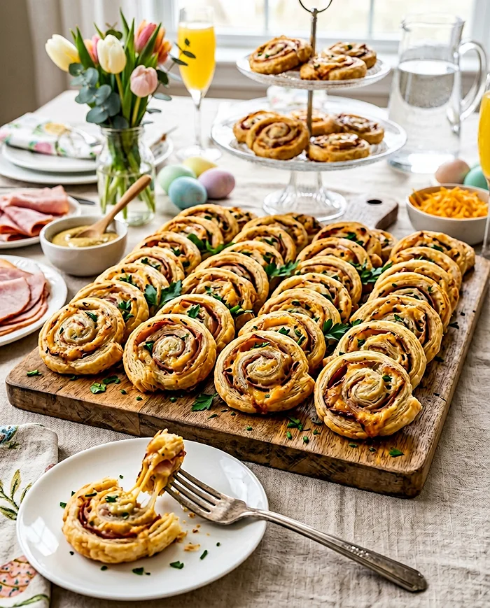 Easter Ham and Cheddar Pinwheels 4 Easy Easter Party Food