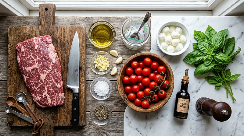 Grilled Flank Steak Caprese with Balsamic Dressing 2 Flank Steak With Balsamic Tomato And Feta