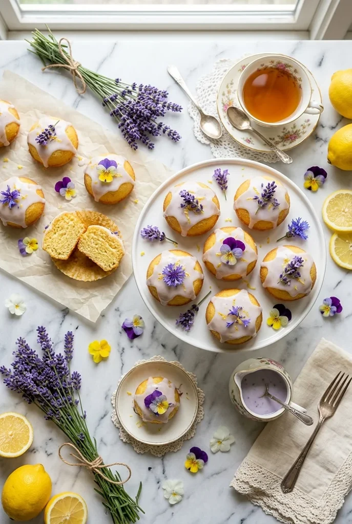 Mini Lemon Cakes With Lavender Glaze 4 Glazed Desserts