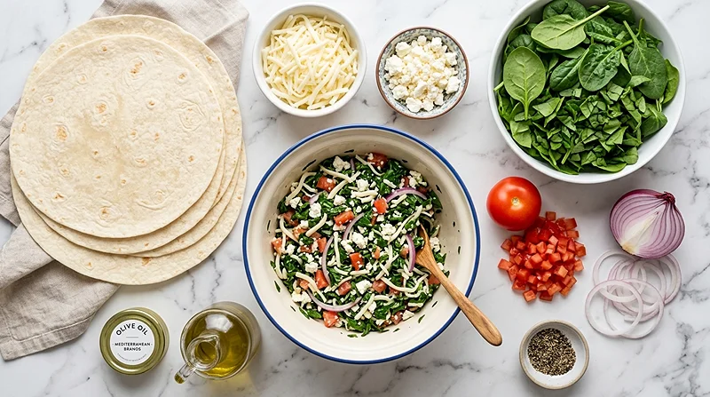Mediterranean Quesadillas with Spinach 2 Good Mediterranean Recipes