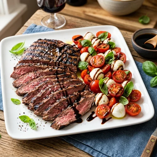 Grilled Flank Steak Caprese with Balsamic Dressing 5 Grilled Flank Steak Caprese with Balsamic Dressing