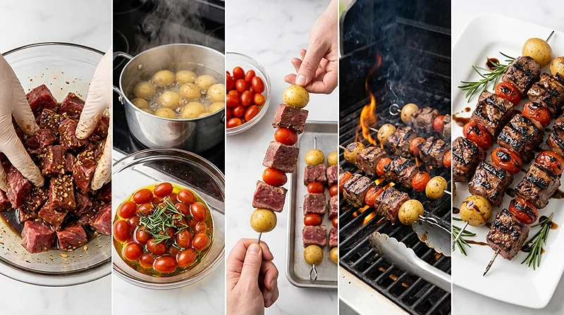 Grilled Meat Skewers Meal