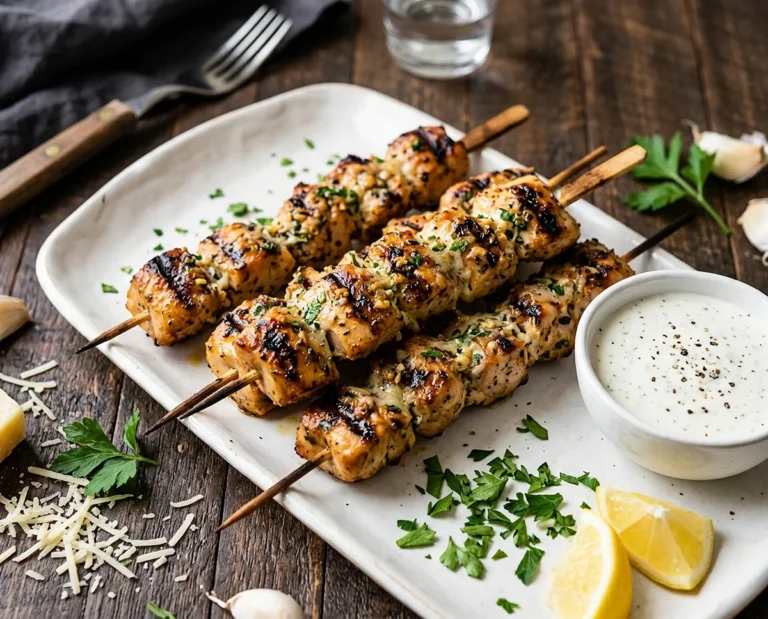 Grilled Ranch Garlic Parmesan Chicken Skewers