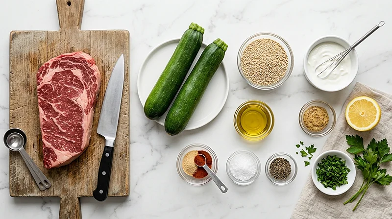 Grilled Steak & Zucchini Bowl with Creamy Sauce 2 Grilled Zucchini