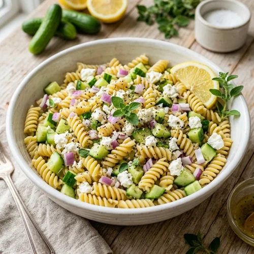 Lemon Cucumber Pasta Salad