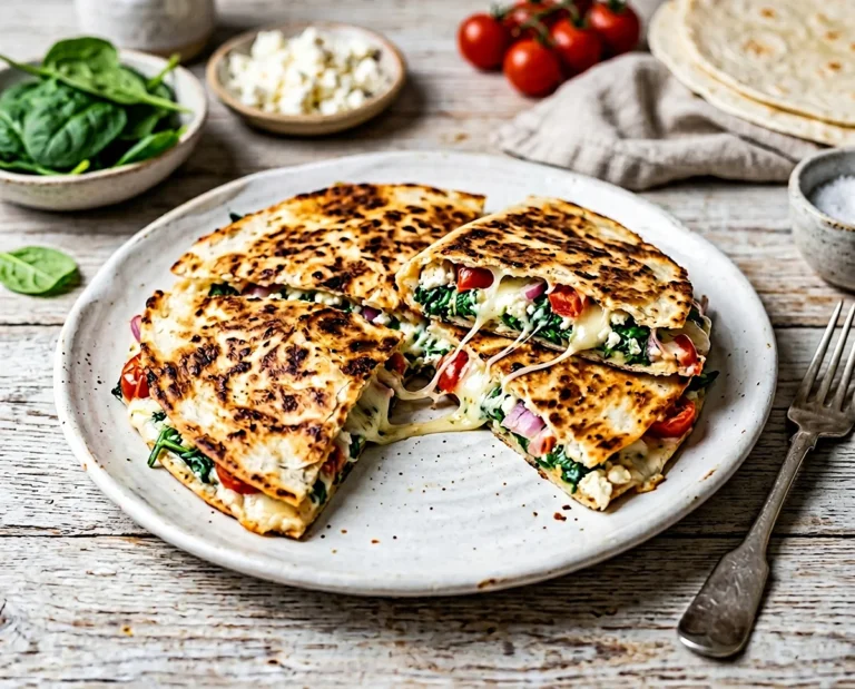 Mediterranean Quesadillas with Spinach