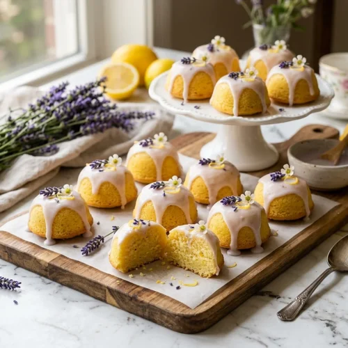 Mini Lemon Cakes With Lavender Glaze 5 Mini Lemon Cakes With Lavender Glaze
