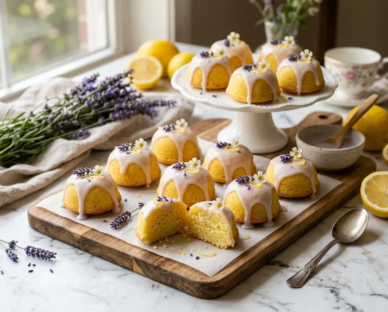 Mini Lemon Cakes With Lavender Glaze