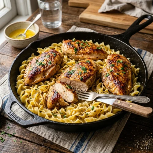 One-Pan Chicken with Buttered Noodles 5 One-Pan Chicken with Buttered Noodles