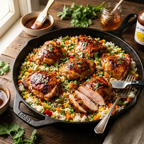One-Pan Honey BBQ Chicken Rice 5 One-Pan Honey BBQ Chicken Rice