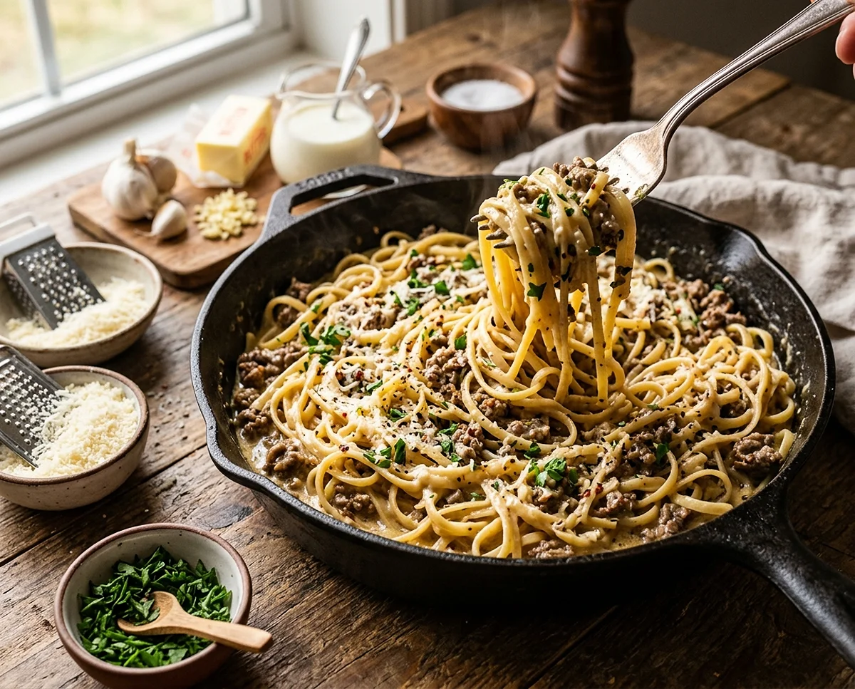 Creamy Garlic Pastas 5 One-Pot Creamy Beef and Garlic Butter Pasta