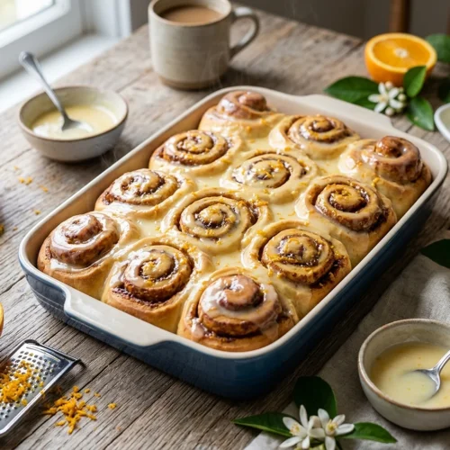 Orange Rolls with a Warm Sour Cream Butter Glaze