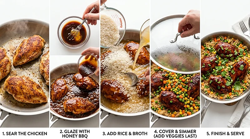 One-Pan Honey BBQ Chicken Rice 3 Rice Dishes With Chicken